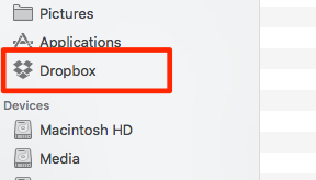 macOS Finder 中的 Dropbox 資料夾
