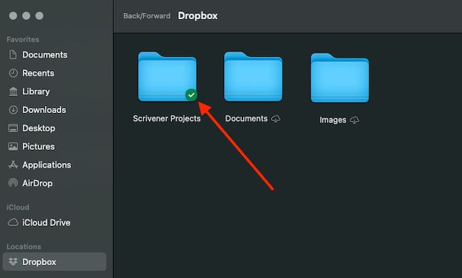 本地 Dropbox 資料夾上的绿色標記