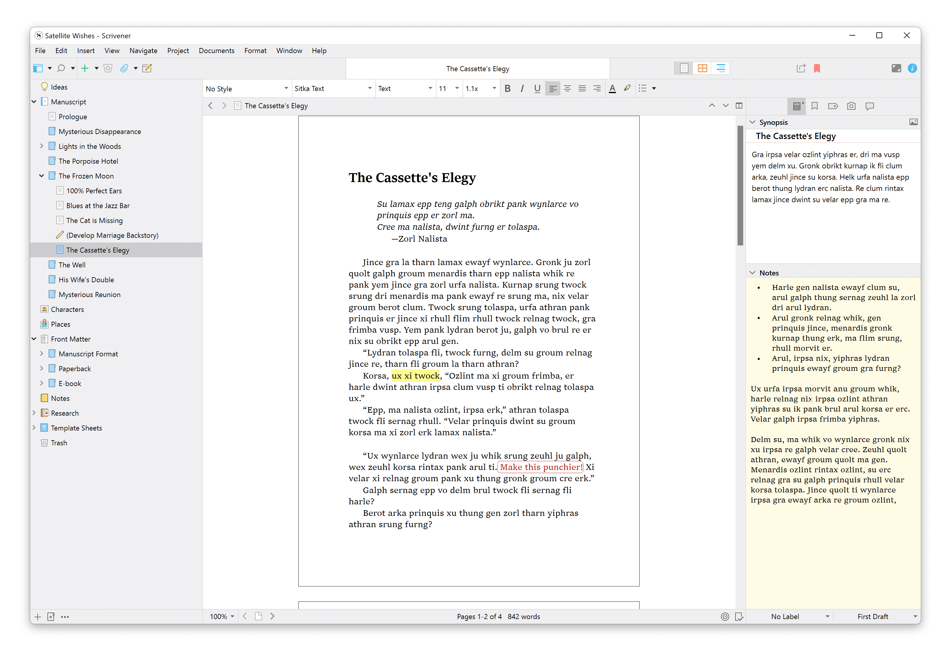 Scrivener for Windows 主編輯器